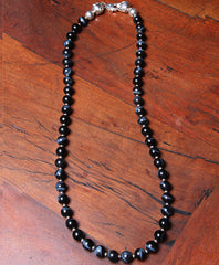 Hawk's Eye Blue Bead Necklace